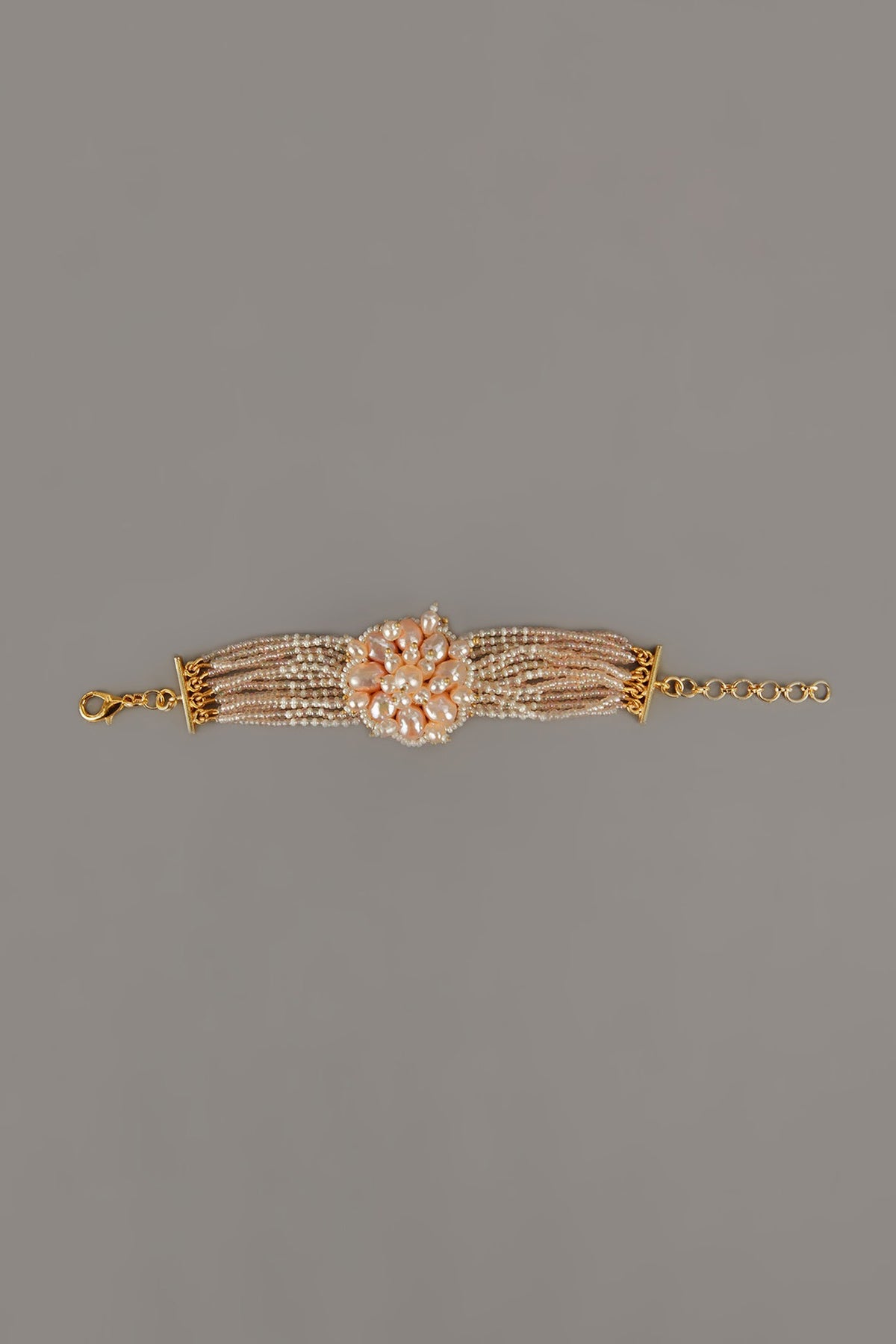 Gold Finish Handcrafted Pearls Bracelet