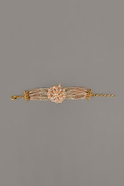 Gold Finish Handcrafted Pearls Bracelet