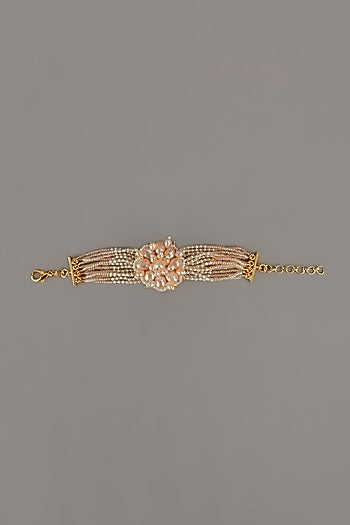 Gold Finish Handcrafted Pearls Bracelet