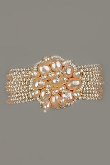Gold Finish Handcrafted Pearls Bracelet