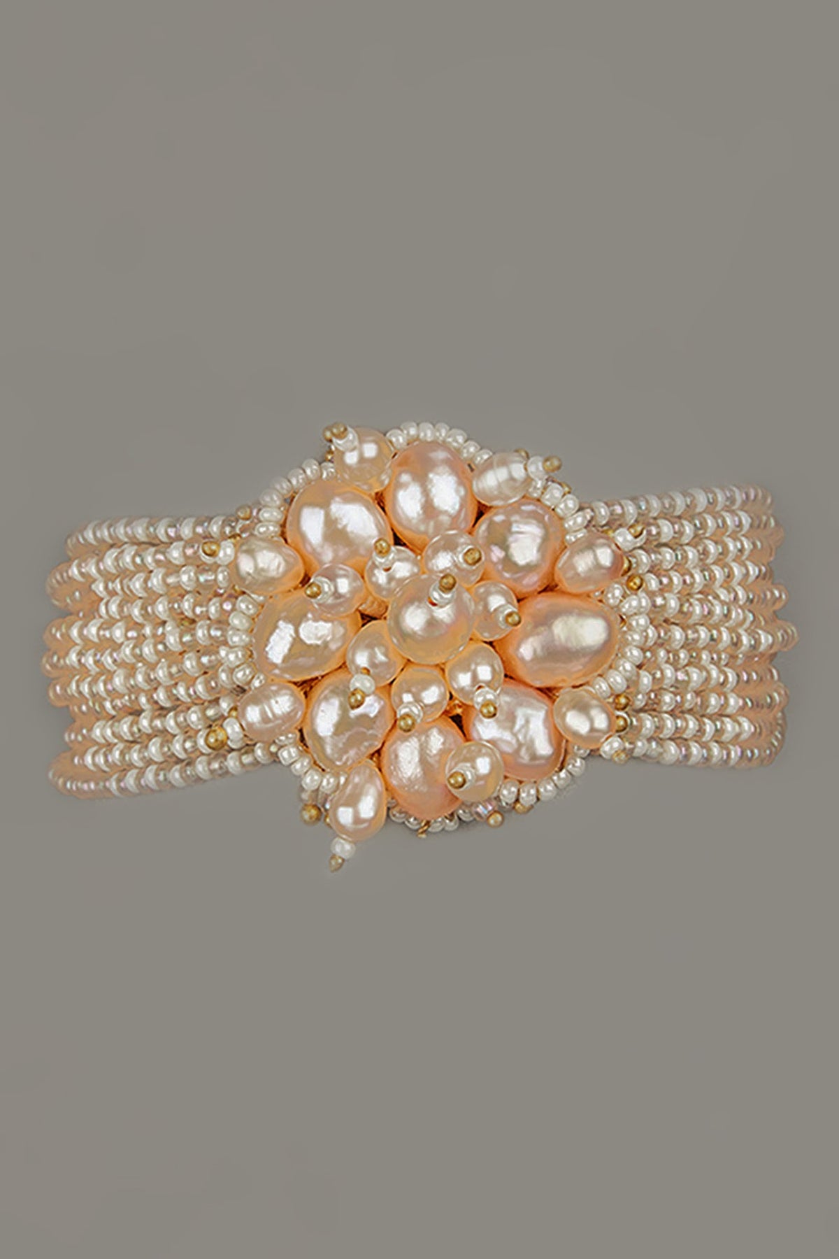 Gold Finish Handcrafted Pearls Bracelet