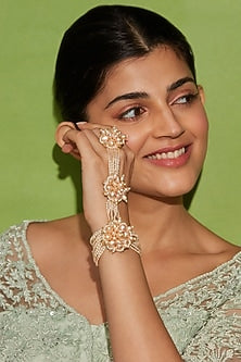 Gold Finish Pearls Hand Harness