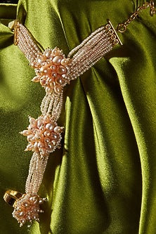 Gold Finish Pearls Hand Harness