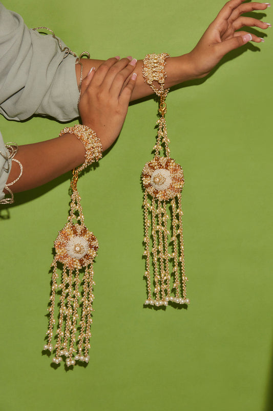 Gold Finish Handcrafted Pearls Kaleera (Set of 1)