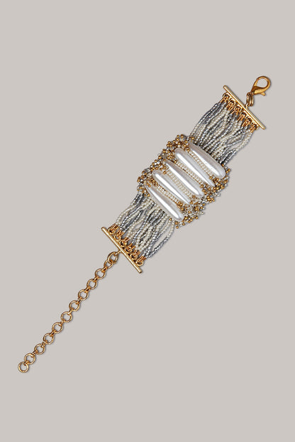 Gold Finish Shell Pearl Bracelet