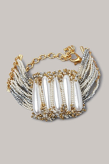 Gold Finish Shell Pearl Bracelet