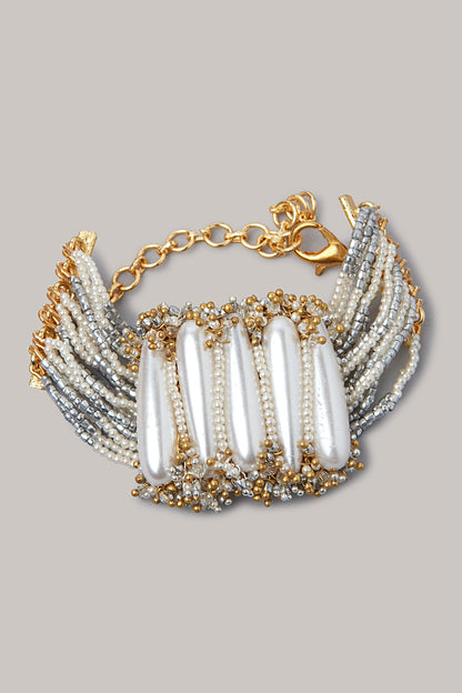 Gold Finish Shell Pearl Bracelet