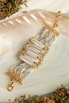 Gold Finish Shell Pearl Bracelet