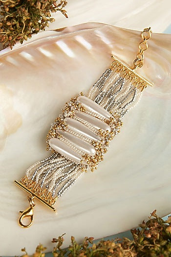 Gold Finish Shell Pearl Bracelet