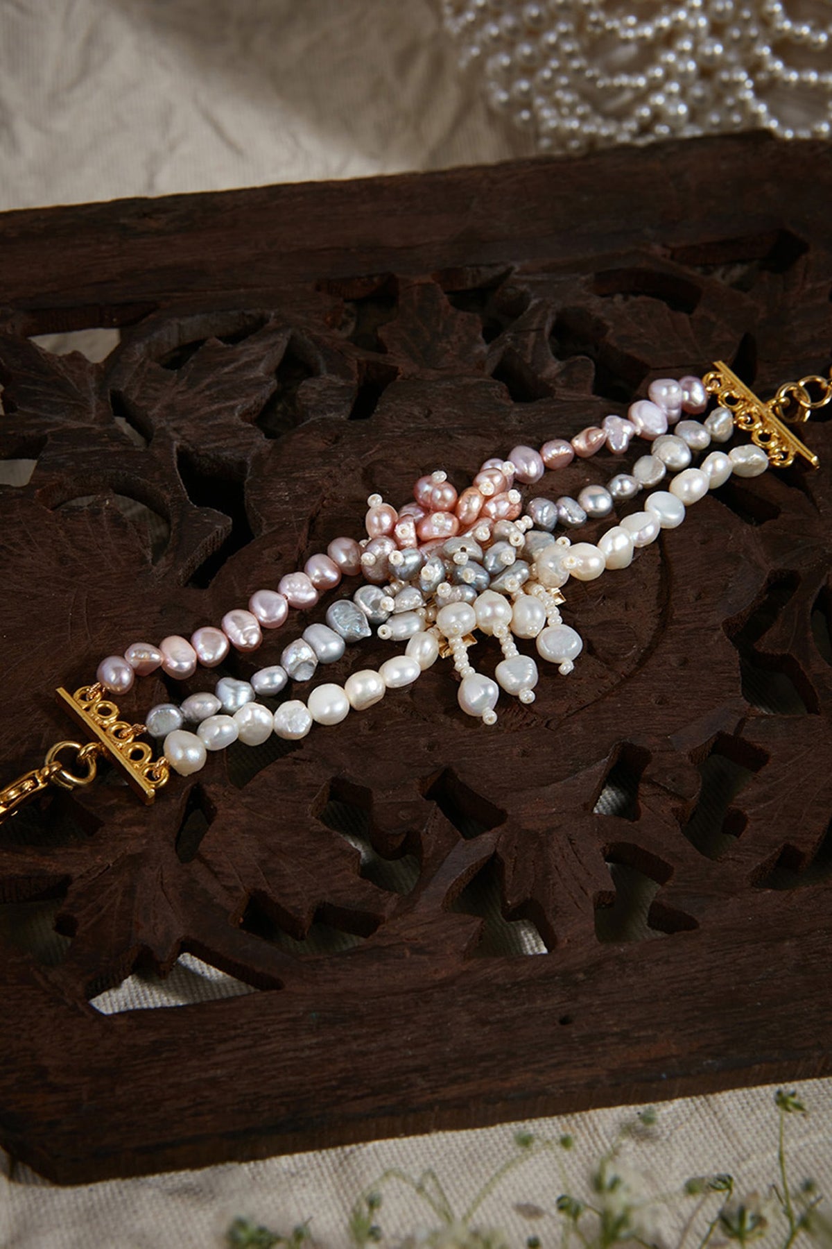 Gold Finish Freshwater Pearl Bracelet