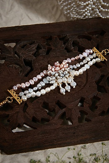 Gold Finish Freshwater Pearl Bracelet