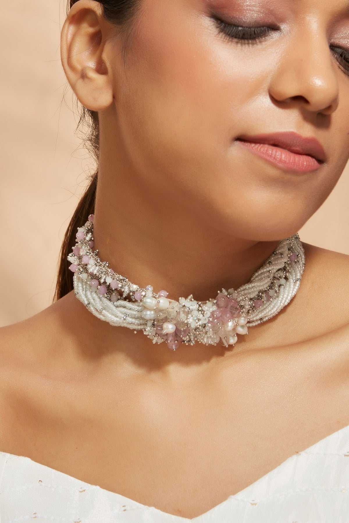 Pink Stone Choker Necklace