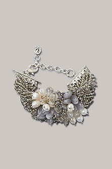 Grey & Off-White Beaded Bracelet