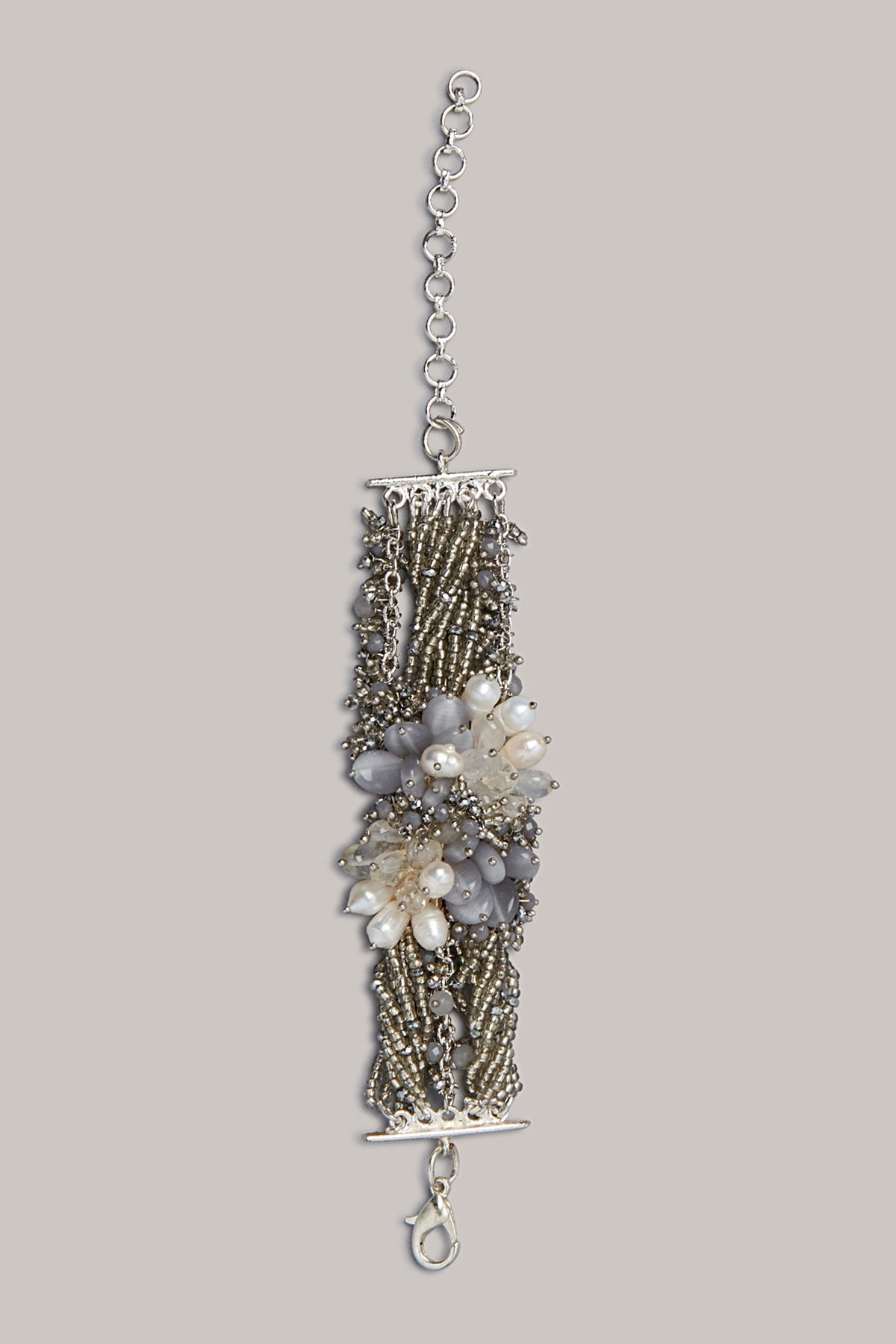 Grey & Off-White Beaded Bracelet