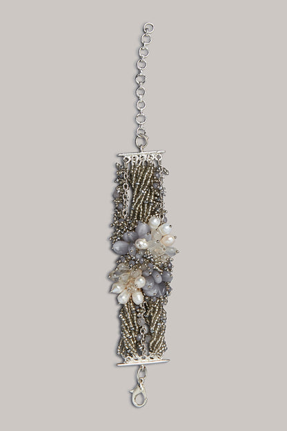 Grey & Off-White Beaded Bracelet