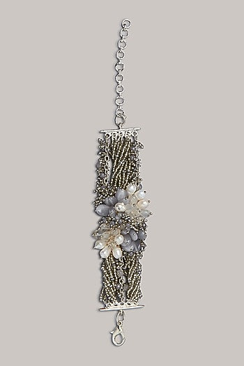 Grey & Off-White Beaded Bracelet