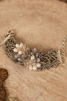Grey & Off-White Beaded Bracelet