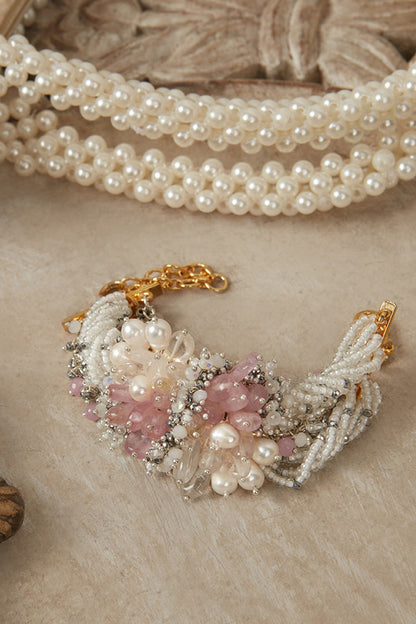 Pink & White Stone Bracelet