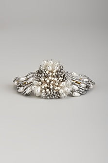 Gold Finish Pearl & Grey Beaded Bracelet