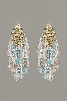 Gold Finish Beaded Long Earrings