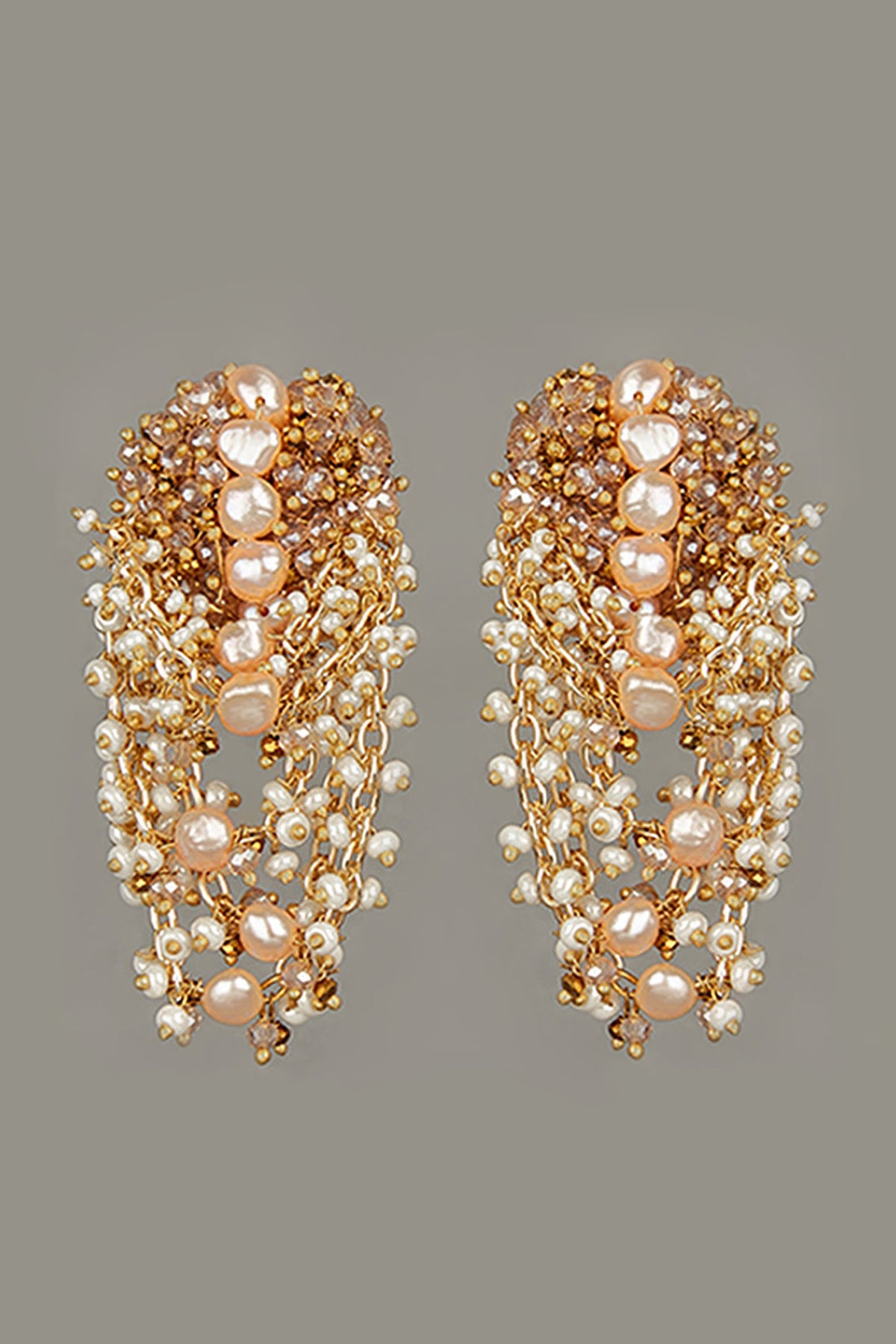 Gold Finish Mother Of Pearl Dangler Earrings