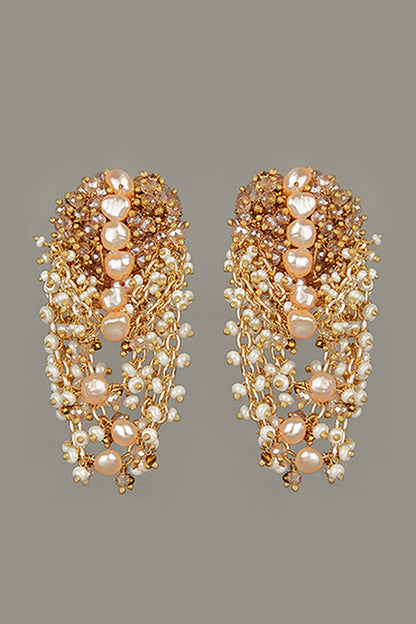 Gold Finish Mother Of Pearl Dangler Earrings