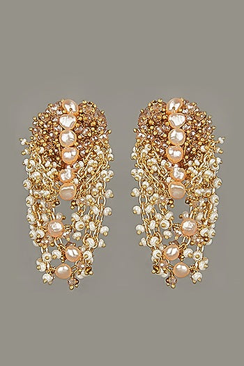 Gold Finish Mother Of Pearl Dangler Earrings