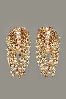 Gold Finish Mother Of Pearl Dangler Earrings
