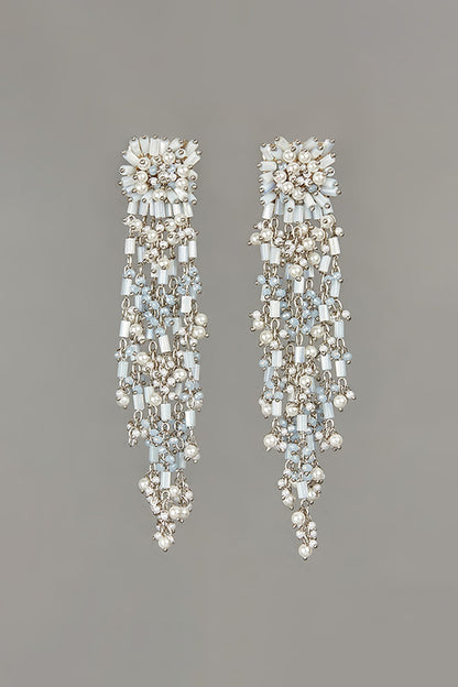 Silver Finish Mother Of Pearl Dangler Earrings