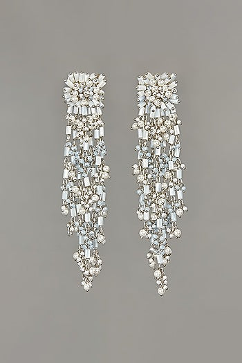 Silver Finish Mother Of Pearl Dangler Earrings