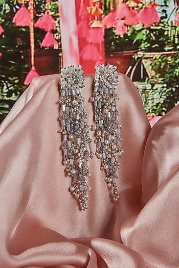 Silver Finish Mother Of Pearl Dangler Earrings