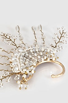 Gold Finish White Pearl Ear Cuff