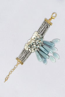 Gold Finish Aqua Shell Bracelet