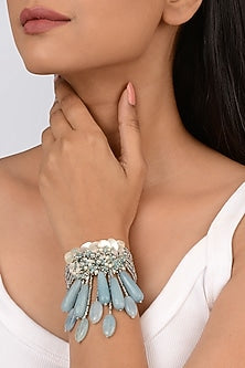 Gold Finish Aqua Shell Bracelet