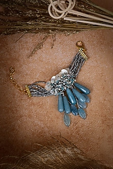 Gold Finish Aqua Shell Bracelet