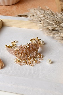 Gold Finish Pearl Crystals & Shell Bracelet