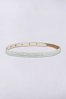 Aqua Waist Belt With Pearls