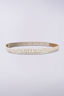White Finish Pearl Waist Belt