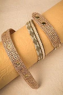 Gold Finish Handcrafted Belt With Shell Pearls