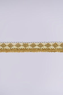 Gold Finish Handcrafted Belt With Shell Pearls