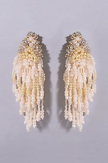 Gold Finish Peach & Beige Shell Pearl Handcrafted Dangler Earrings