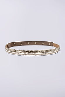 Silver Finish Handcrafted Belt With Shell Pearls