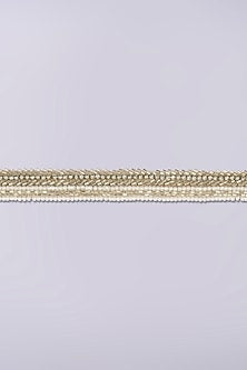 Silver Finish Handcrafted Belt With Shell Pearls