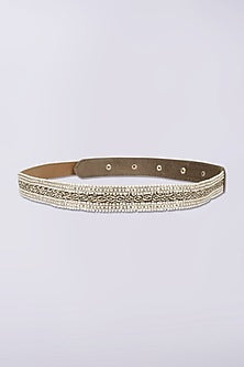 Silver Finish Belt With Beads