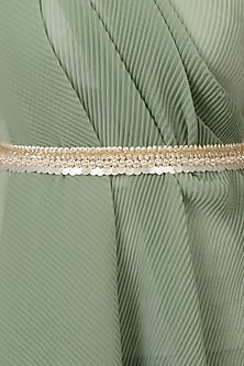 White Finish Belt With Shell Pearls