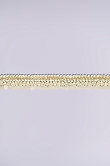 White Finish Belt With Shell Pearls