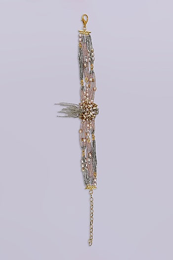 Gold Finish Dark Rose Pearl Handcrafted Choker Necklace Set