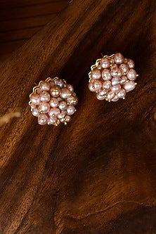 Peach Pearl Stud Earrings