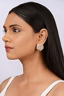 Peach Pearl Stud Earrings