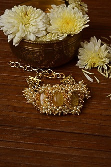 Gold Finish Semi Precious Stone Bracelet